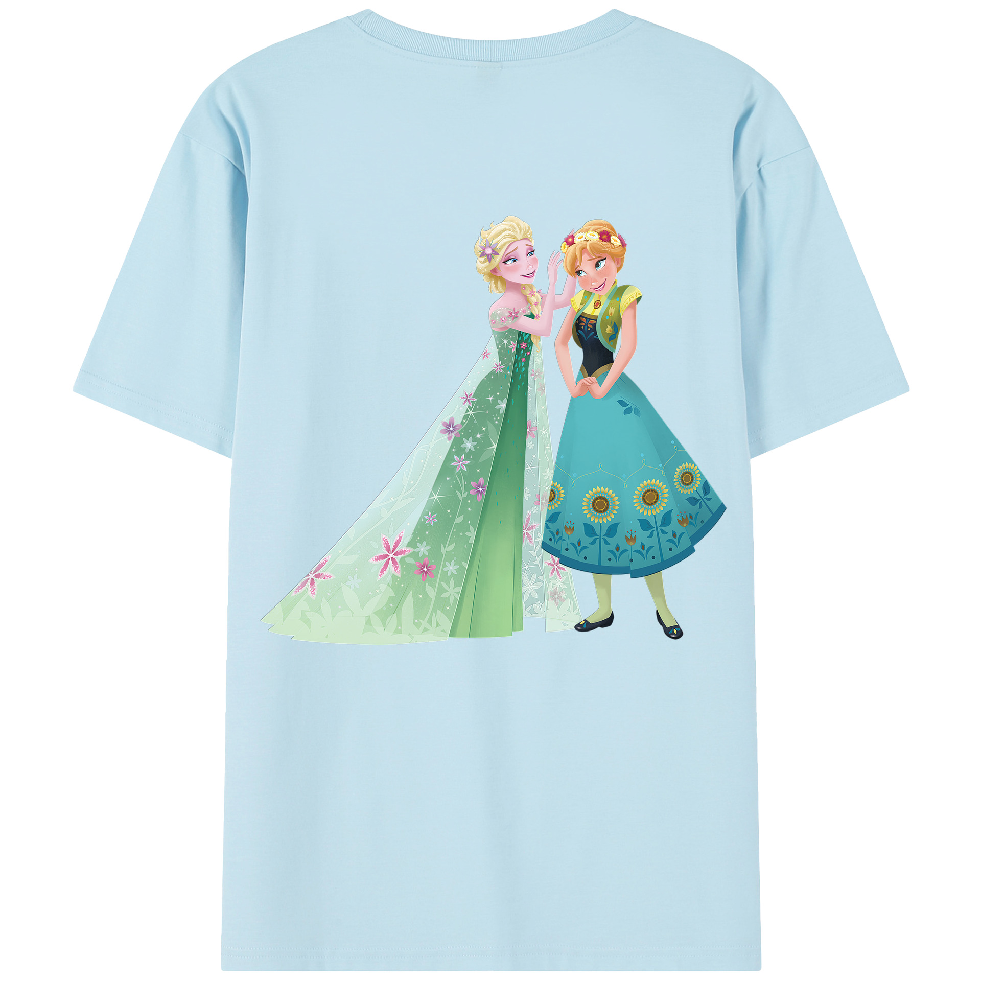 （画像用） アナと雪の女王 アンナ エルサ Frozen Anna Elsa 綿100％半袖Tシャツ（背面プリント）